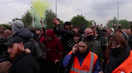 Manchester United fans attack press & security refuse to help. At Old Trafford during the Glazers out protest