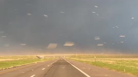 Supercell thunderstorm produces fierce winds with flying debris near Goodland, KS