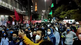 Night protest in Sao Paolo, Brazil