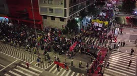 View of the protests in Sao Paulo, Brazil