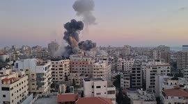 HD footage shows another complex in Gaza explodes and collapses after Israeli airstrike