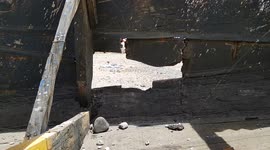 Abandoned Cayuco in the south of Tenerife on 14th May 2021, Spain.