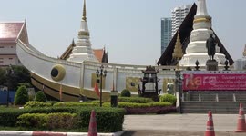 Bizarre Buddhist temple shaped like a giant boat in Thailand