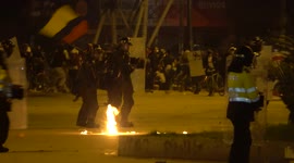 Clashes between police and protesters in Bogota, Colombia