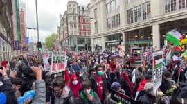 Tens of thousands arrive Israeli Embassy in London in Palestine Solidarity Protest