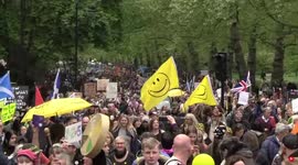 Anti Lockdown Protest London, Protesters march towards BBC.