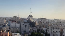 Gaza's Al-Shorouk Tower destroyed in Israeli air strike