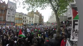 Over 10,000 protesters march for Palestine in London near Israel embassy