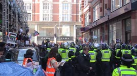 Bottles and eggs thrown at police during Palestine protest in London