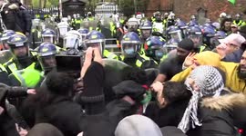 Violence erupts at Free Palestine protest outside Israeli Embassy