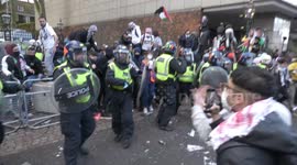 Violence at London March for Palestine outside Israeli Embassy in Kensington: Extended
