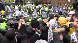 Clashes with police at Palestine protest outside Israeli embassy in London