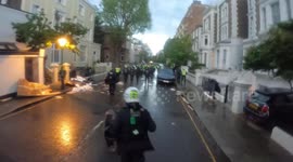 Free Palastine protest, London (Kensington), 15th March 2021, Protesters Throw Projectiles (Rocks) At Police Lines
