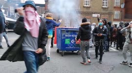 Protestors and youths in running battles with riot Police through the streets of Kensington, after Palestine protest in London.