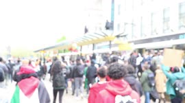 Free Palestine Protesters Climb On Tram Stations Roof - Manchester Market Street