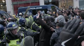 'Free Palestine' protest ends with flares, fireworks, and violent clashes with police outside Embassy of Israel in Kensington, London