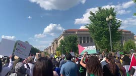 Protesters chant 'Free Palestine' as they march through Washington DC