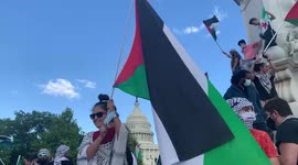 Protesters chant 'Free Palestine' as they march through Washington DC