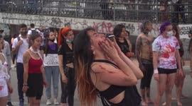 Artists join mass anti-government protest in Bogota, Colombia