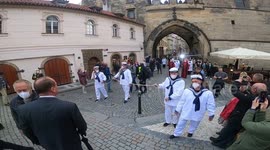 March on the Charles Bridge in Prague in honor of the Czech Saint John of Nepomuk