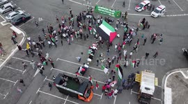 Aerial footage of pro-Palestine protest in São Paulo, Brazil