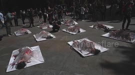 Animal rights activists protest against meat consumption in Madrid, Spain.