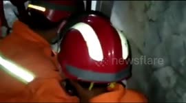Fire Brigade Team Evacuate Dog Clamp Fence House Residents In South Jakarta, Indonesia