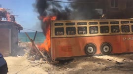 Fires break out after Israeli airstrikes on Gaza beach