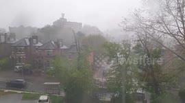 Flash Hail Storm in South London covers roads with hail in seconds, with B roll footage, flooding, thunder, 17 May 2021