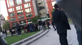 Fight On Piccadilly Gardens Leaves One Man Bleeding From The Head. In Manchester City Centre