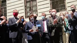 Manifestación del Partido popular que lleva a 300 alcaldes al Congreso para exigir la participación en los fondos de la Unión Europea.