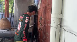 Rampaging monitor lizard caught in house in Thailand