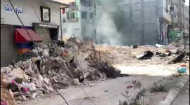 Houses bombed on Al-Wahda Street in Gaza City