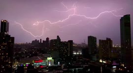 Bangkok resident films dramatic lightning storm from condo balcony