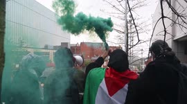Flare taken off student by the police. At the free Palestine student protest in Oldham town centre
