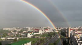Stunning double rainbow illuminates Minsk
