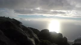Lovely wet evening on top of Table Mountain Cape Town South Africa
