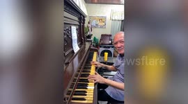 Retired piano teacher plays two hours straight to raise funds for medical needs