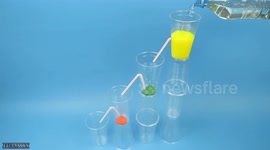 Polish YouTuber creates colourful fountain from cups and straws