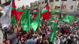 Palestinians in Ramallah celebrate ceasefire with Israel