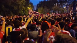 Atletico Madrid supporters celebrated long into the night after seeing their team win La Liga title in Madrid on 22nd May, 2021.