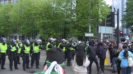 Eggs thrown at police as arrests made at pro-Palestine protest in London