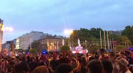 Atlético de Madrid fans celebrate in Neptuno Square the title of La Liga 2020-2021