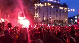 ATLÉTICO DE MADRID FANS CELEBRATE THEIR 2020-2021 CHAMPIONSHIP IN PLAZA DE NEPTUNO