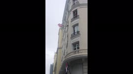Atlético de Madrid fans celebrate from windows after win La Liga 2020-2021 title