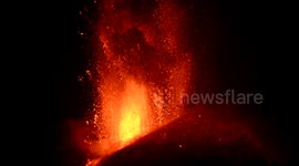 Spectacular footage of Mount Etna volcano bursting back to life