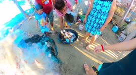 Newly catched seafood in the island