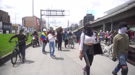 Artistic anti-government protests in Bogota, Colombia