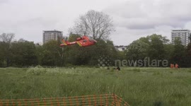 Air ambulance lands in London's Hyde Park