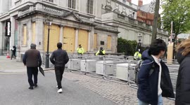Police guard entrance to Israeli embassy in London after a weekend of pro-Palestine protests